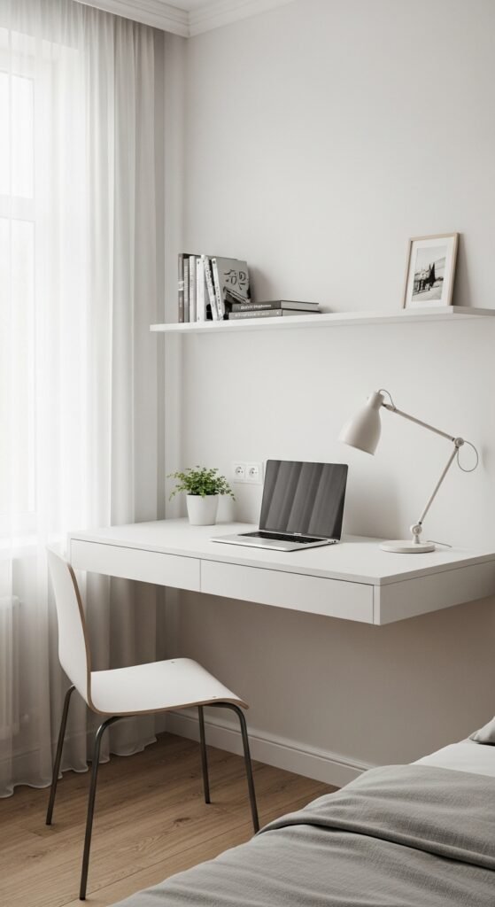 Idea #1: The Minimalist Floating Desk (Best for Tiny Rooms)