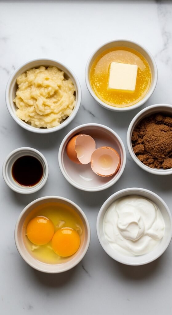 The Ingredient Lineup for the Best Banana Bread Recipe Moist