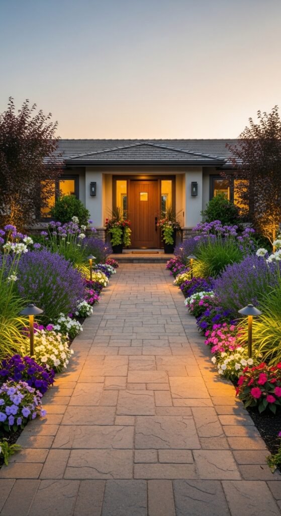 Idea #3: Low-Maintenance Front Yard Landscaping with Ornamental Grasses