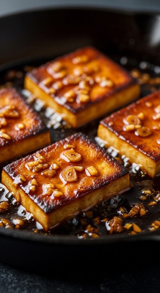 Recipe #2: Pan-Seared Extra Firm Tofu with Sticky Garlic Sauce