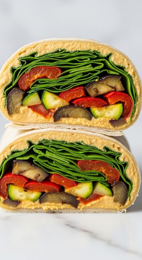 Recipe 8: Hummus & Roasted Vegetable Wrap (Not Strictly a Sandwich, But Close)
