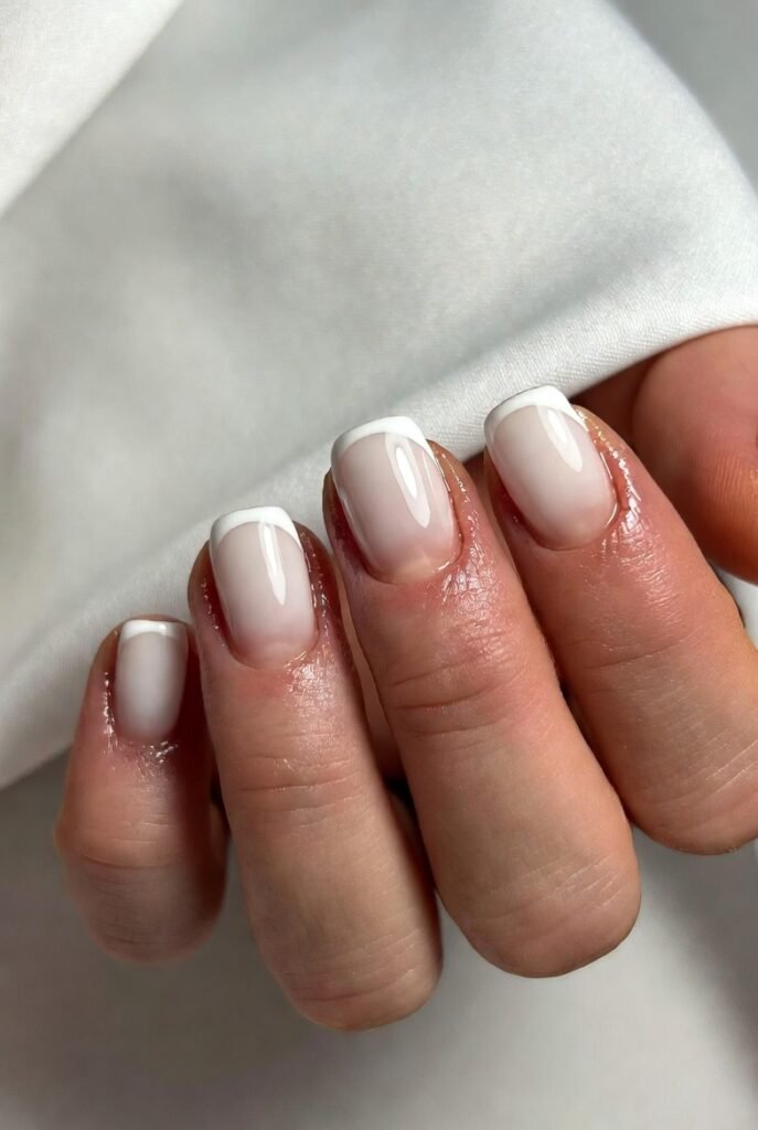 Milky White Negative Space Half-Moons
