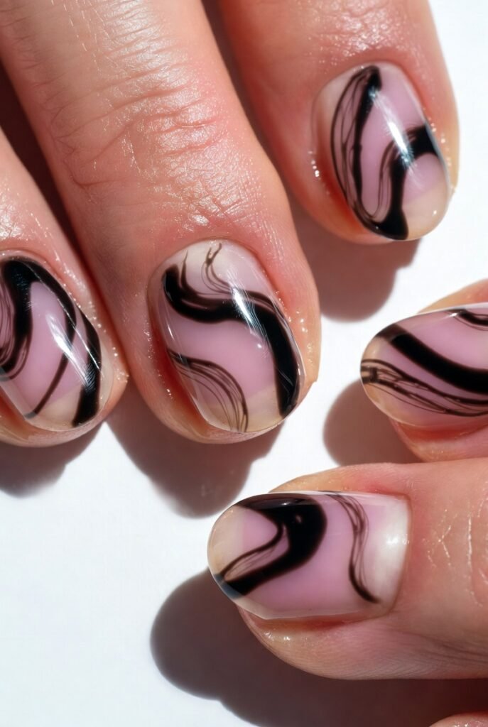 Jelly Pink with Abstract Black Swirls