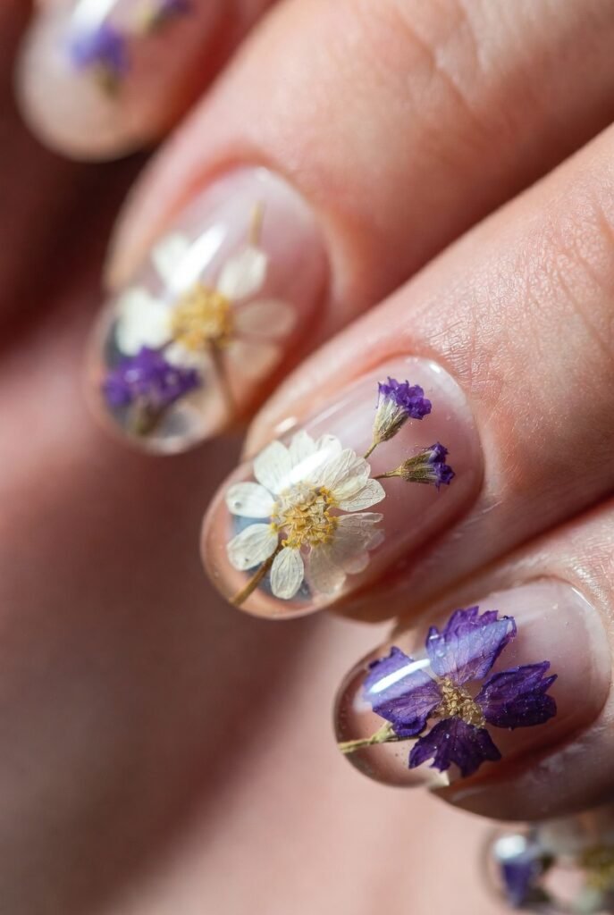 Clear Builder Gel With Encased Dried Flowers
