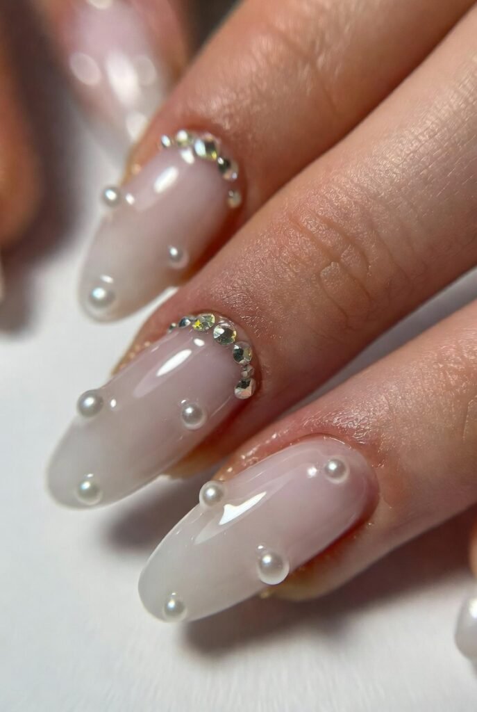 Milky White with 3D Pearl Dots