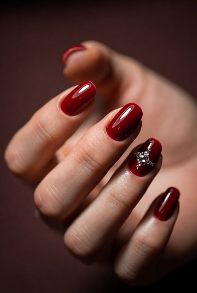 Matte Burgundy with a Single Glossy Accent: Modern Edge Meets Playful Contrast