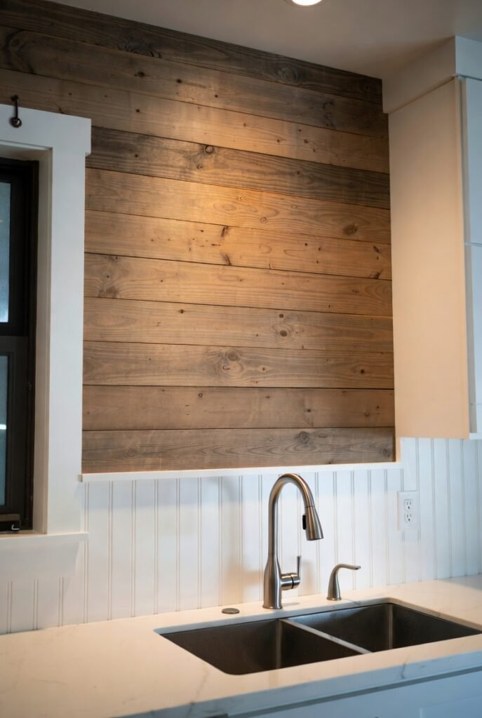 6. Bead Board Backsplash with Shiplap Accents