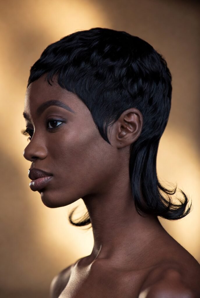 10. Sleek Side-Parted Bixie with Dip Dye Ends