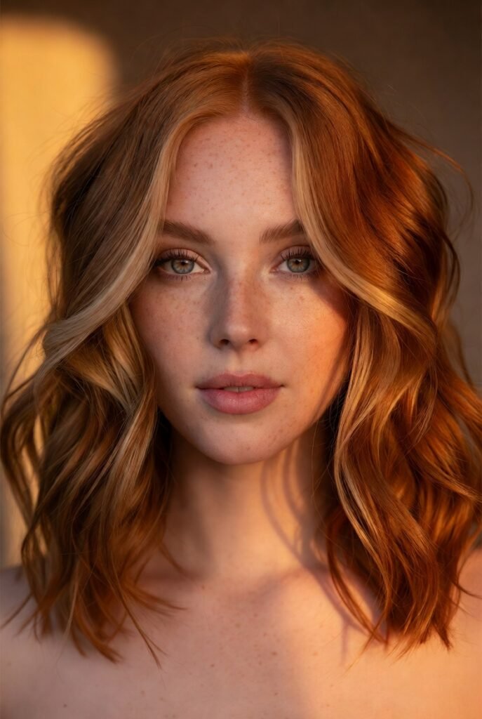 4. Copper Red and Honey Blonde Ribbon Highlights