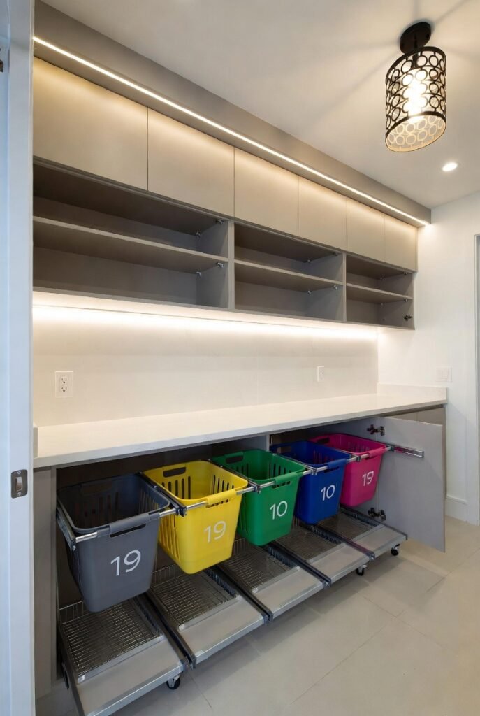 Idea #6: Install Pull-Out Laundry Baskets and Sorting Bins