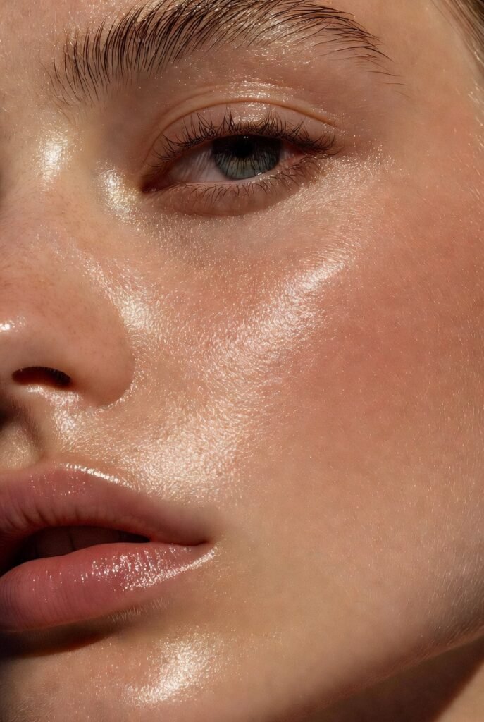 6. A Barely-There Veil Over a Liquid Highlighter Base