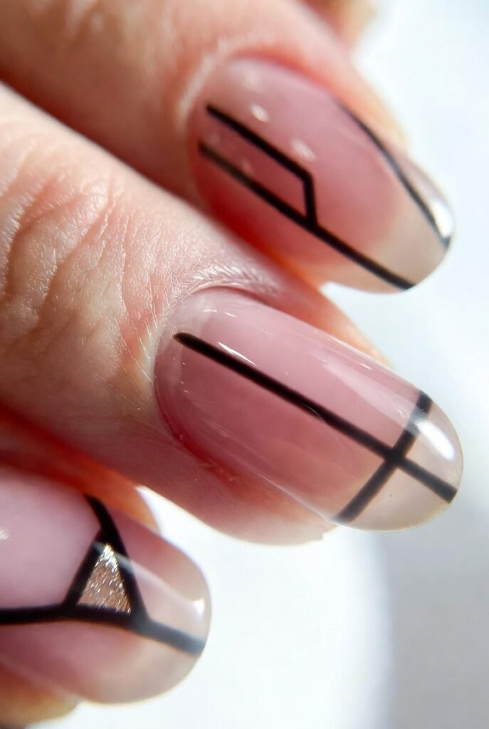 Jelly Pink with Negative Space Geometric Lines
