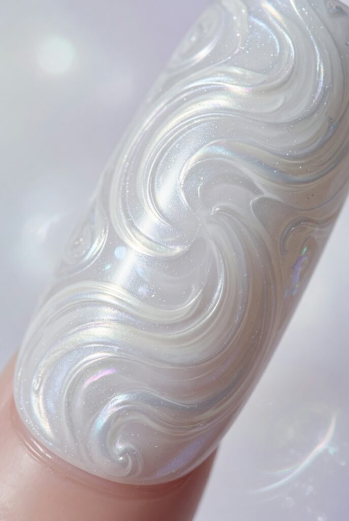 Iridescent White-on-White Swirls