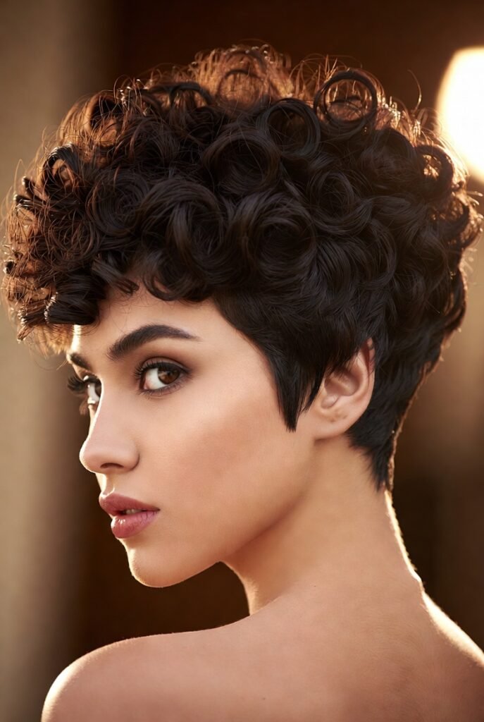 Curly Pixie with Cropped Nape: Cool Relief and Clean Lines