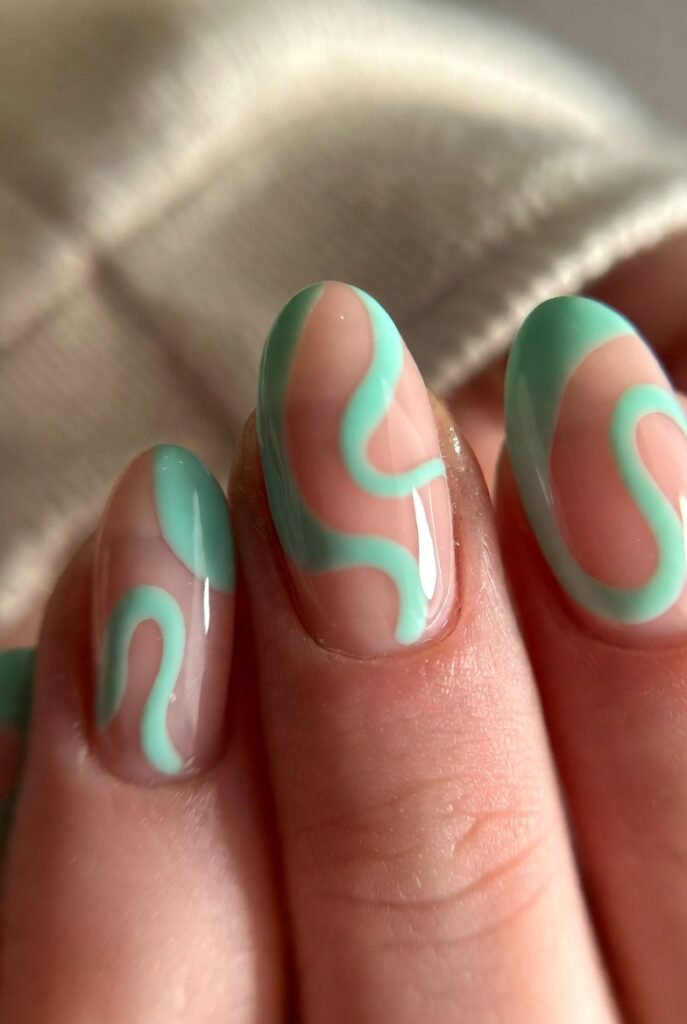 Mint Green and Soft Peach Swirls