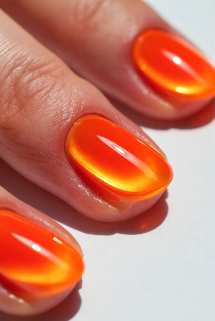 Neon Orange Jelly Nails