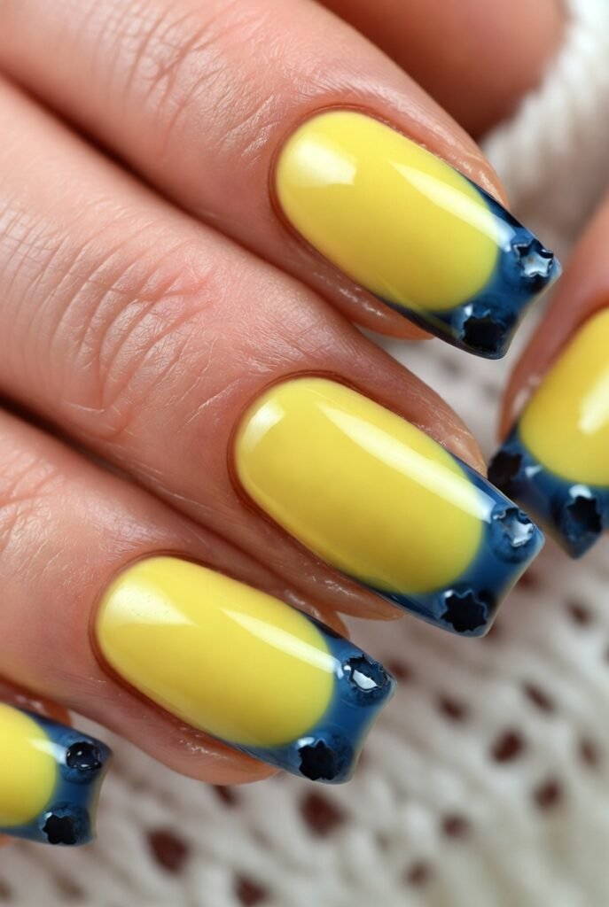 1. Classic Yellow Base with Blueberry Tips