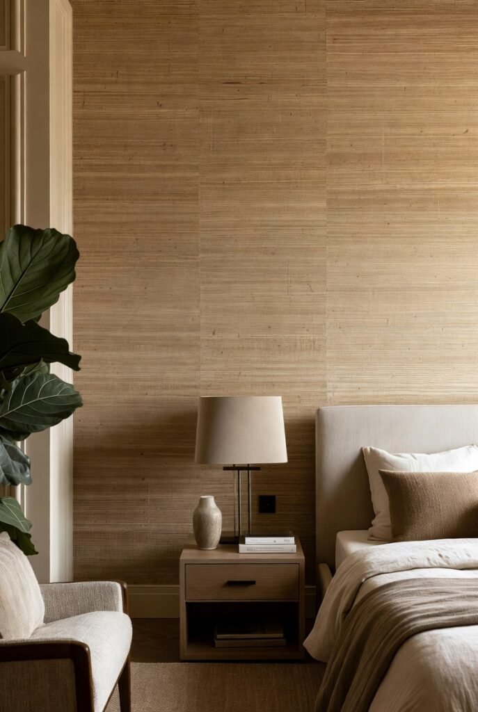 6. Textural Wallpaper Like Grasscloth or Linen