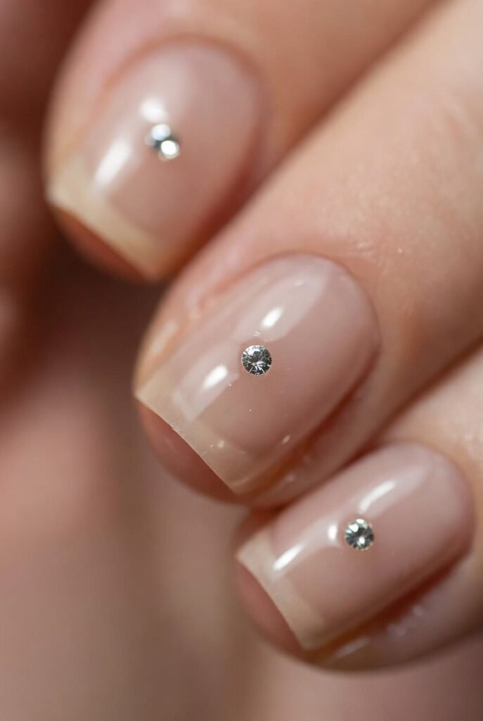 Sheer Beige With Single Crystal at Cuticle