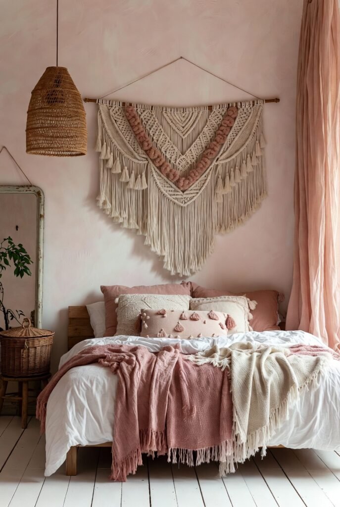 3. Incorporate Natural Wood to Ground the Pink