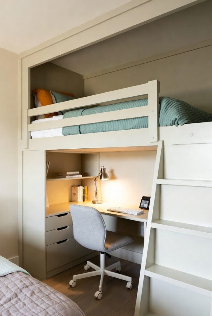 3. Loft Bunk Bed with Desk (For Studious Kids)