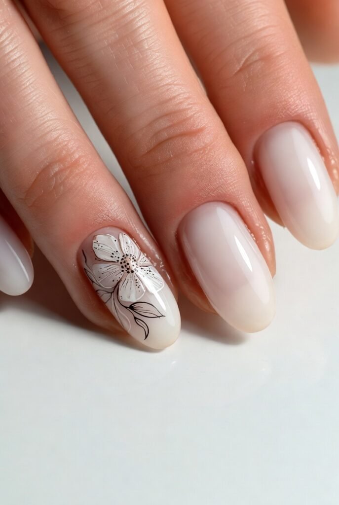 8. Single Accent Nail with Complex Art: Controlled Drama