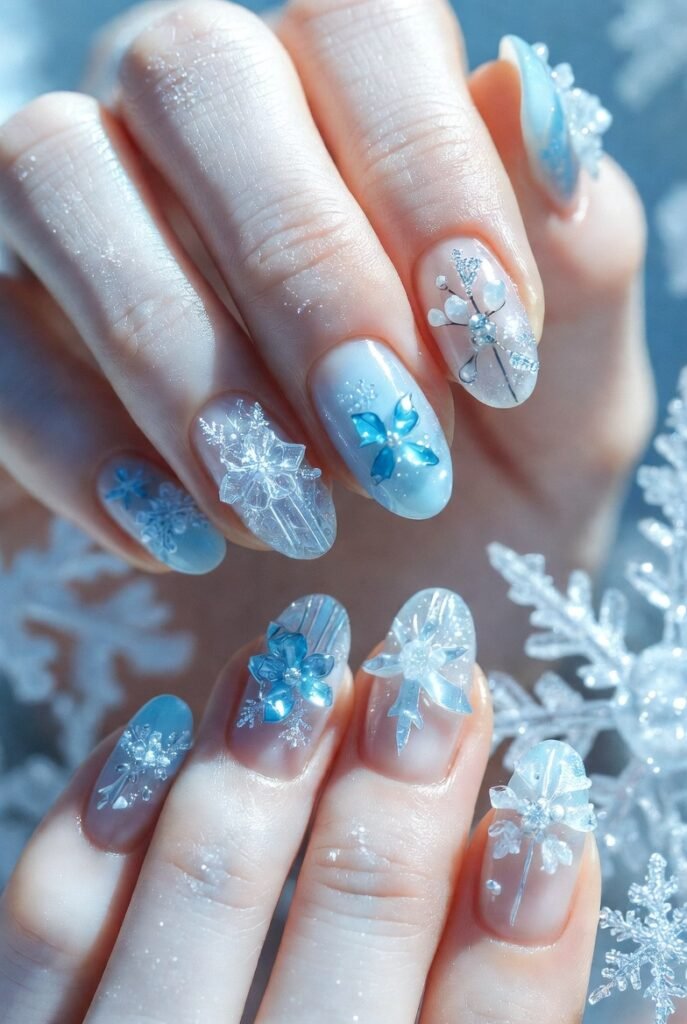 6. Icy Blue Winter Blossoms