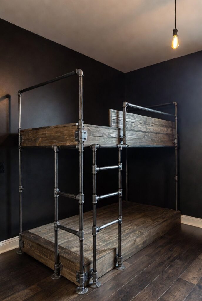 13. Industrial Pipe Bunk Bed (For Modern Aesthetics)