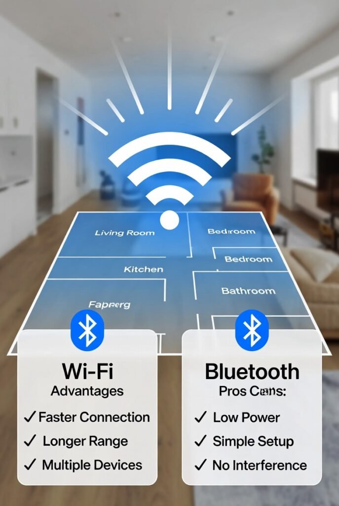 1. Connectivity: Wi-Fi vs. Bluetooth