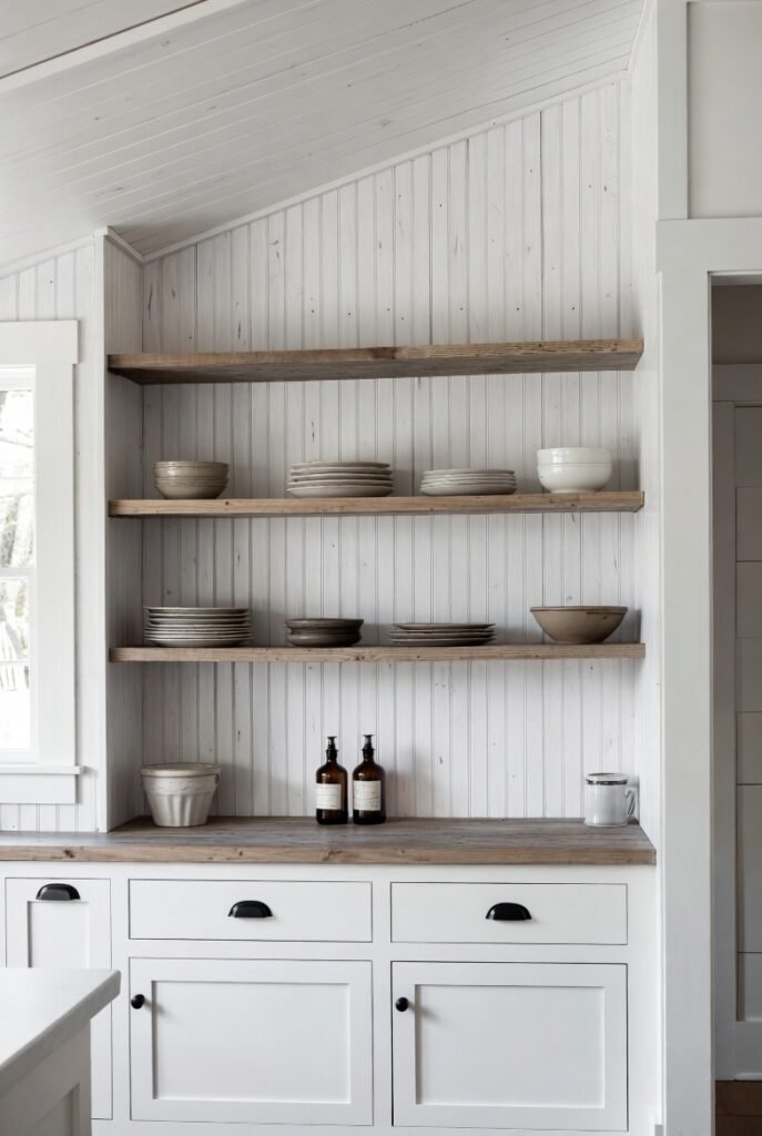11. Bead Board Backsplash with a Contrasting Grout Line (Yes, Grout!)