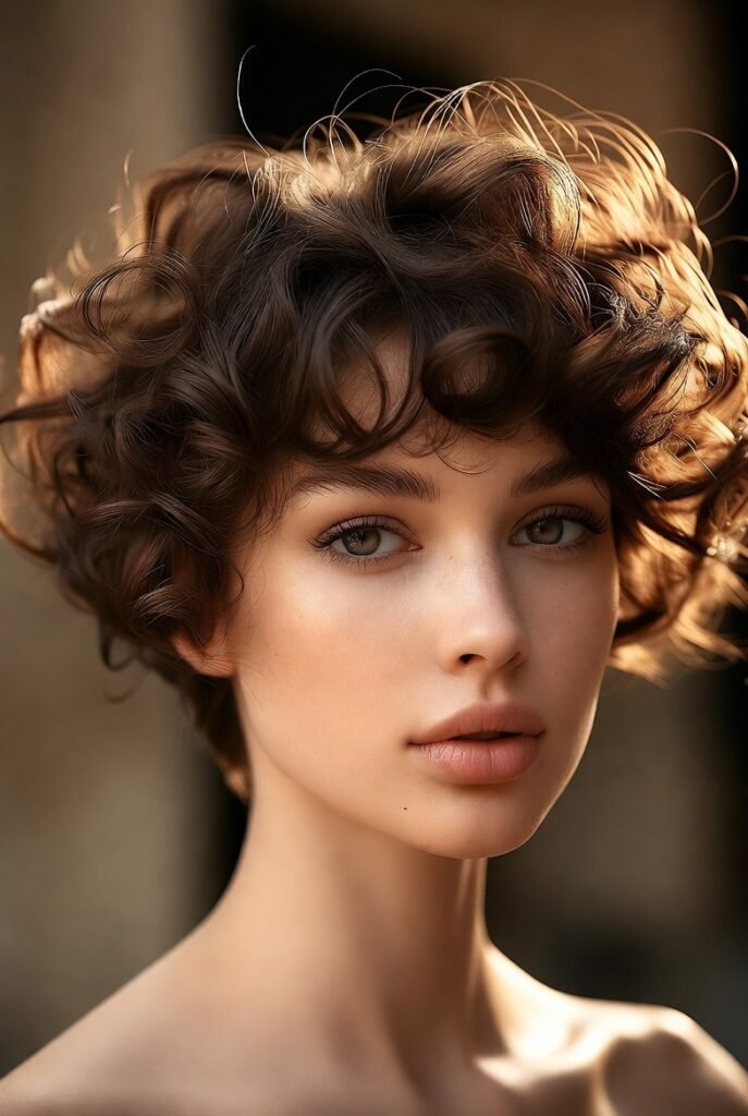 Voluminous Curly Pixie: Maximum Height and Drama
