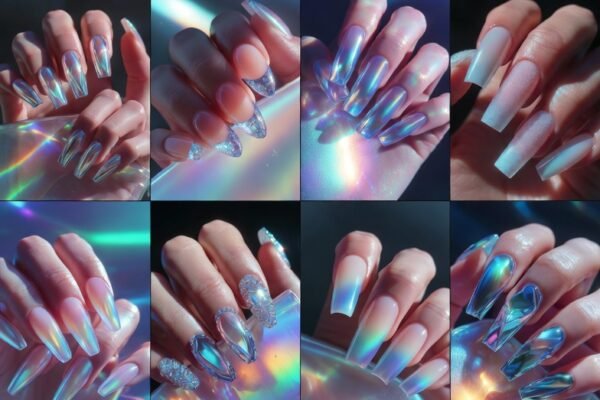 Close-up of stunning 2026 nail trend designs showcasing a bold and innovative variety of manicure styles including futuristic chrome finishes, abstract nail art, minimalist negative space, rich jewel tones, and cutting-edge textured patterns, perfect inspiration for embracing the future of bold and long-lasting nail beauty in 2026