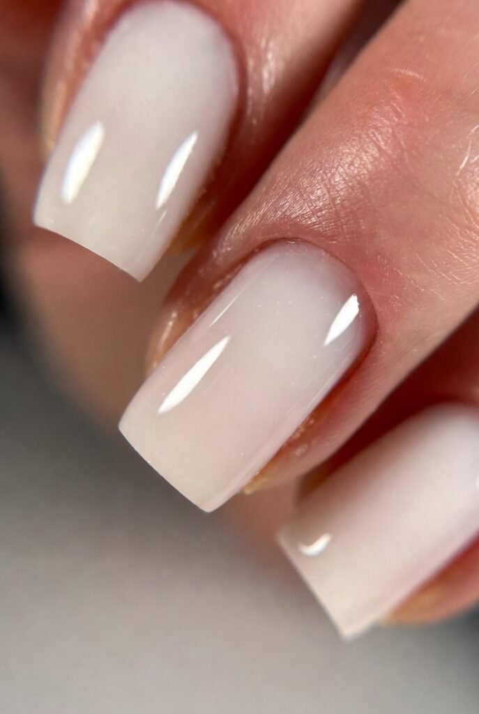 1. Milky White Minimalist Square Nails