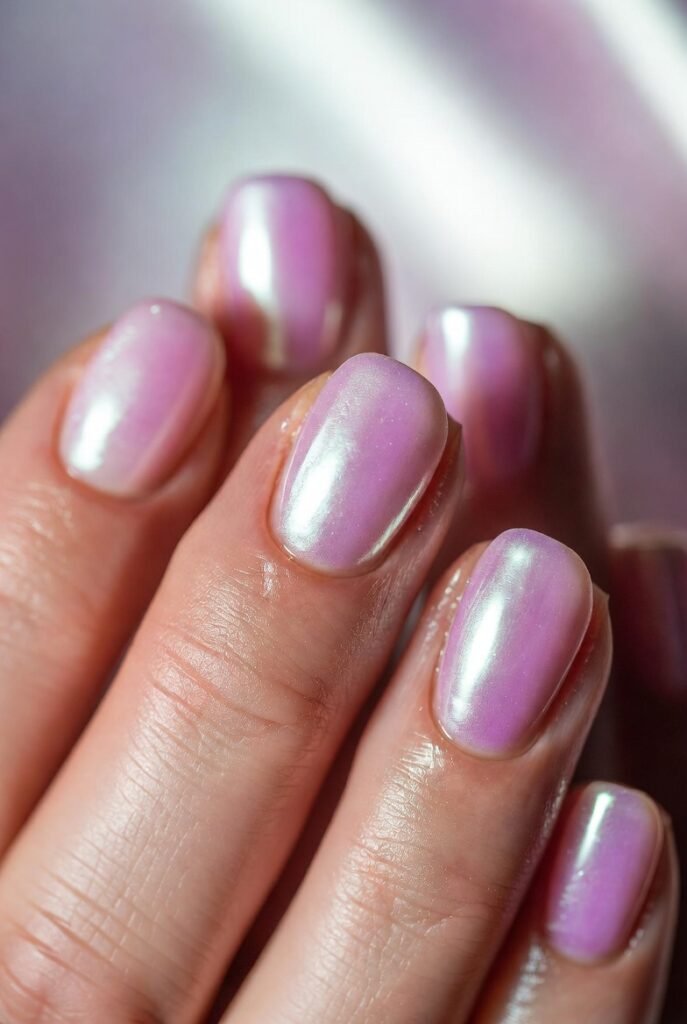 Clear Gel with Reverse French in Pearlescent White