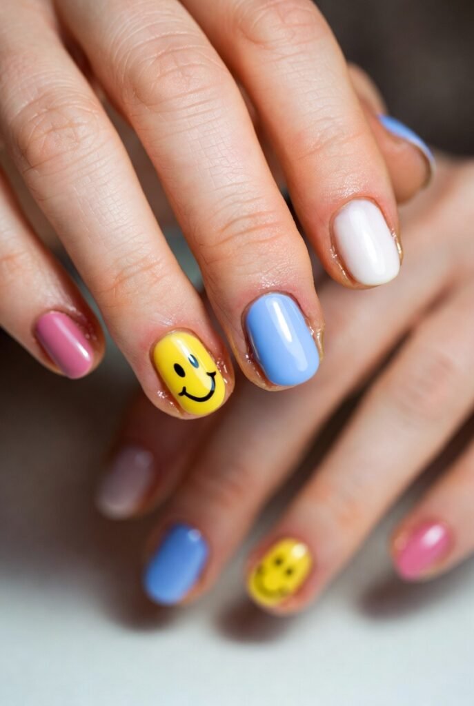 Smiley Faces on Ring Finger Only