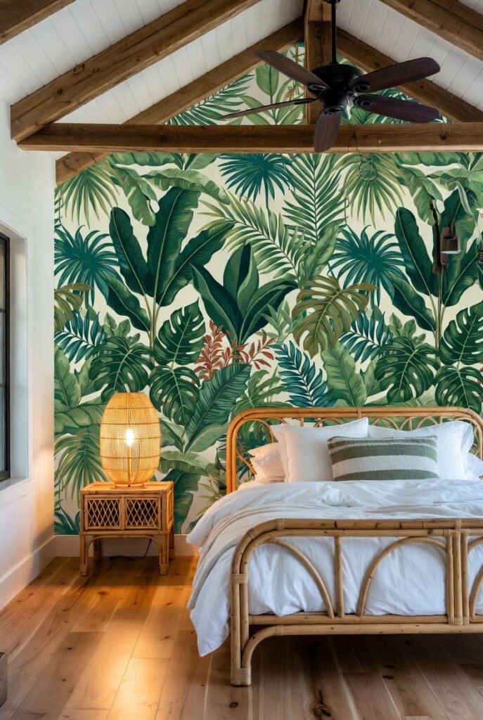 2. Tropical Leaf Wallpaper for a Vacation Vibe