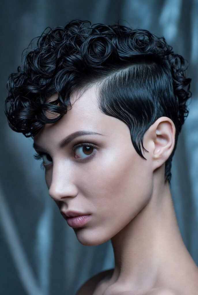 Curly Pixie with Chin-Length Pieces: Extended Play for the Front