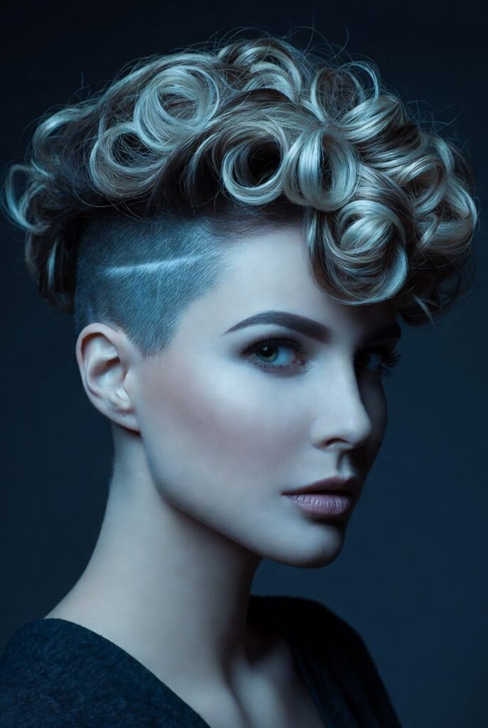 Tapered Curly Pixie: Soft Volume on Top with Clean Lines