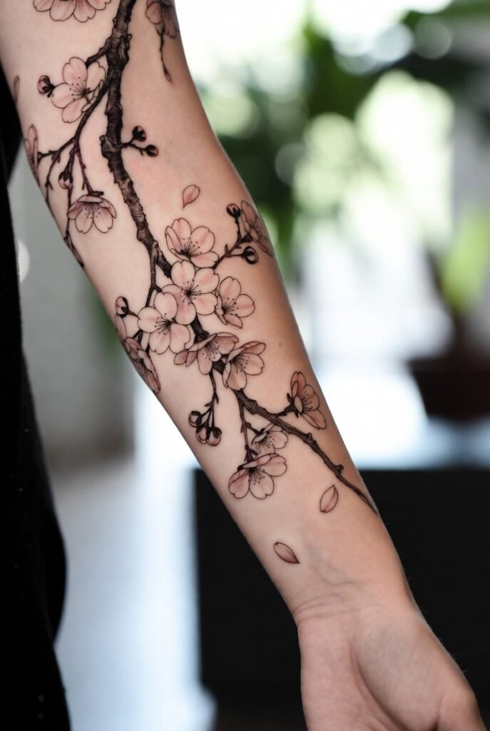 Black and Grey Lotus Half Sleeve