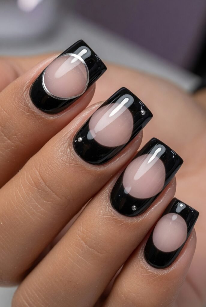 Black Reverse French With Negative Space