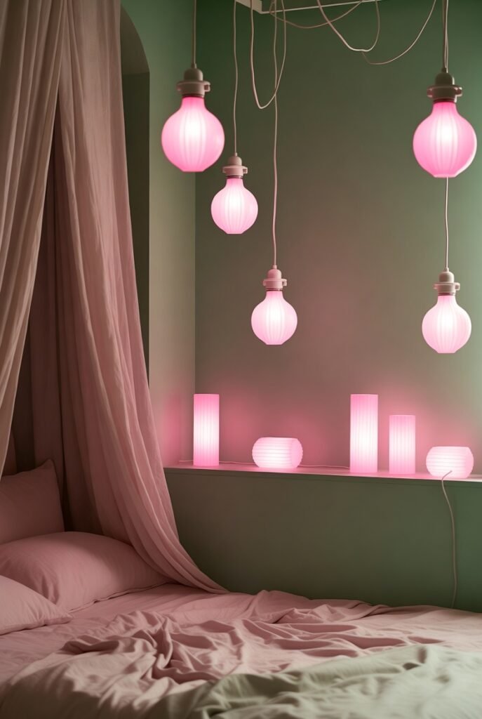 11. Pink Lighting Fixtures for Warm Glow