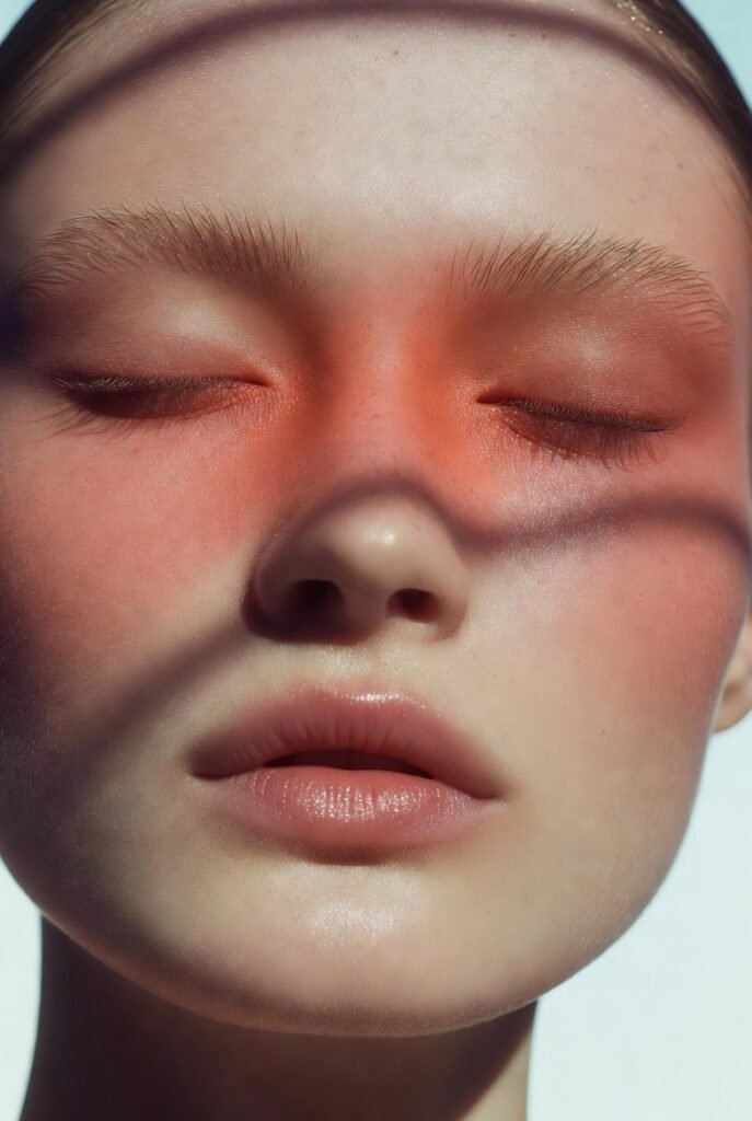 5. A High-Fashion Draped Blush from Cheek to Eye