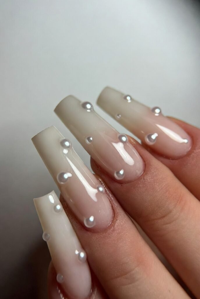 Rose Gold Coffin Nails with Glitter Fade