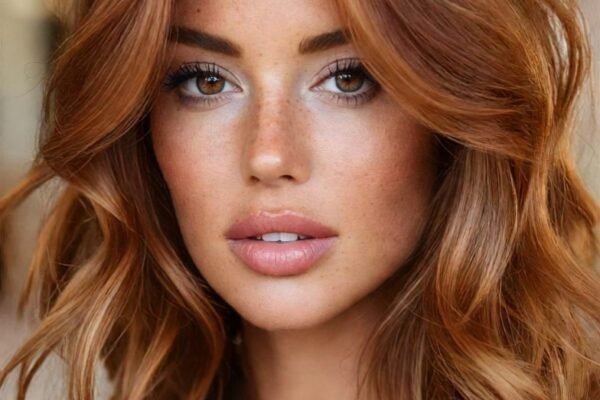A stunning collection of 13 vibrant auburn hair color ideas featuring a beautiful woman with rich glossy classic auburn hair, warm red-brown tones catching golden studio light, showcasing the most head-turning and wearable auburn shades from soft strawberry and golden honey to deep burgundy and bold violet for every skin tone and personality.