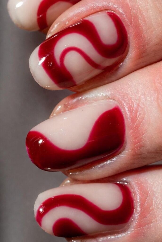 Cherry Red and Cream Swirls
