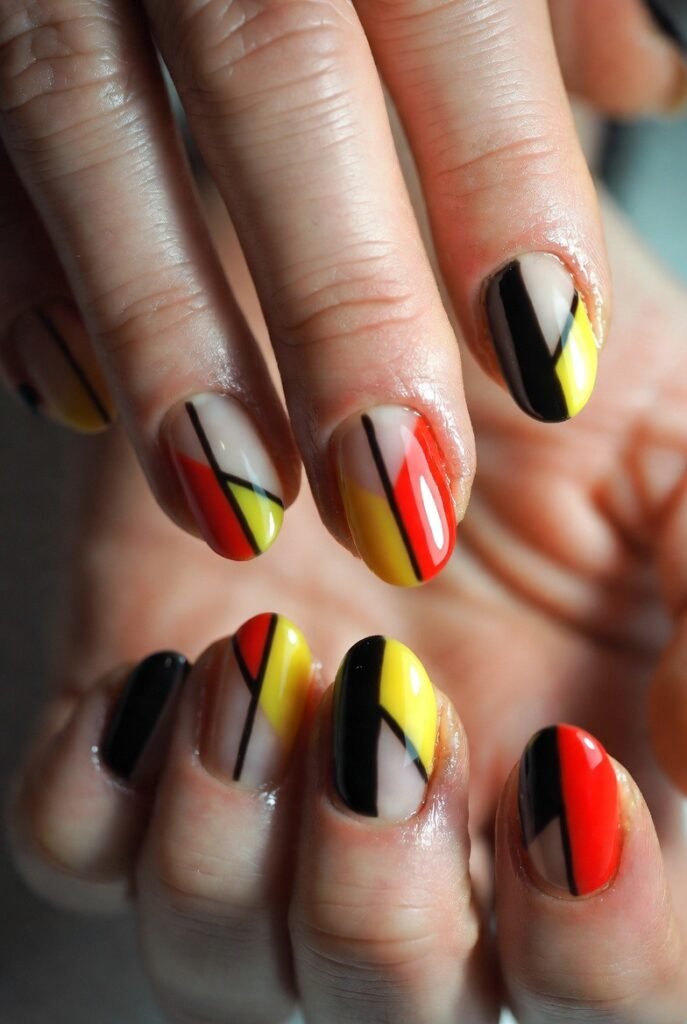 Half-and-Half Contrast Nails