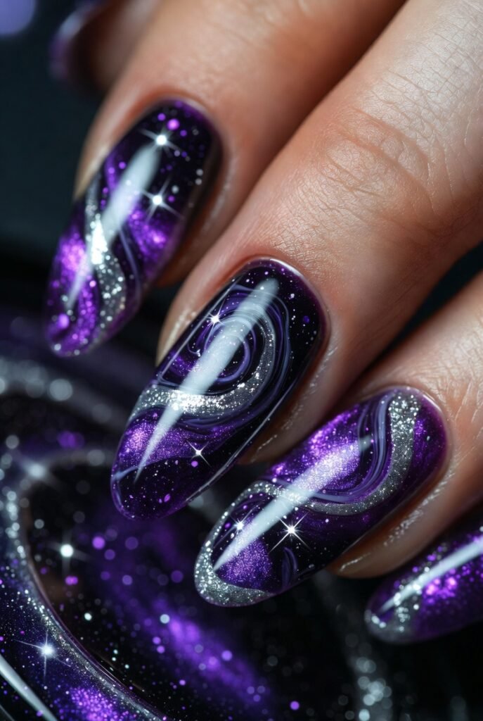 Purple and Silver Galaxy Swirls