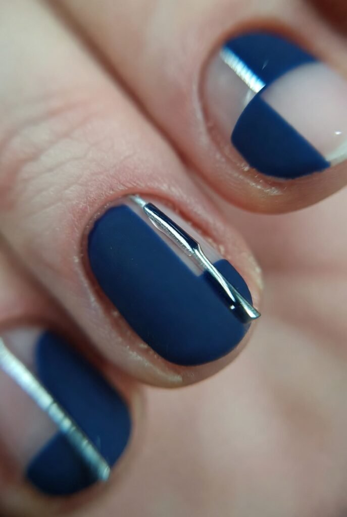 Matte Navy With Glossy Geometric Strips