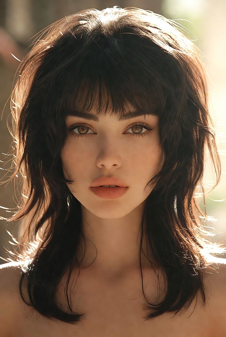 A breathtakingly bold collection of 20 volume-packed and rockstar-worthy shag haircut ideas for women showcasing a confident woman with a perfectly executed classic layered shag featuring curtain bangs heavy layering and effortless natural movement representing the full range of shag styles from long face-framing highlighted layers and retro 70s feathered waves to short choppy fine hair shags curly rounded shapes mullet-inspired ends and cropped tapered napes for every hair type and attitude.