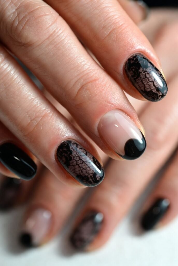 Black Lace Negative Space Half-Moons